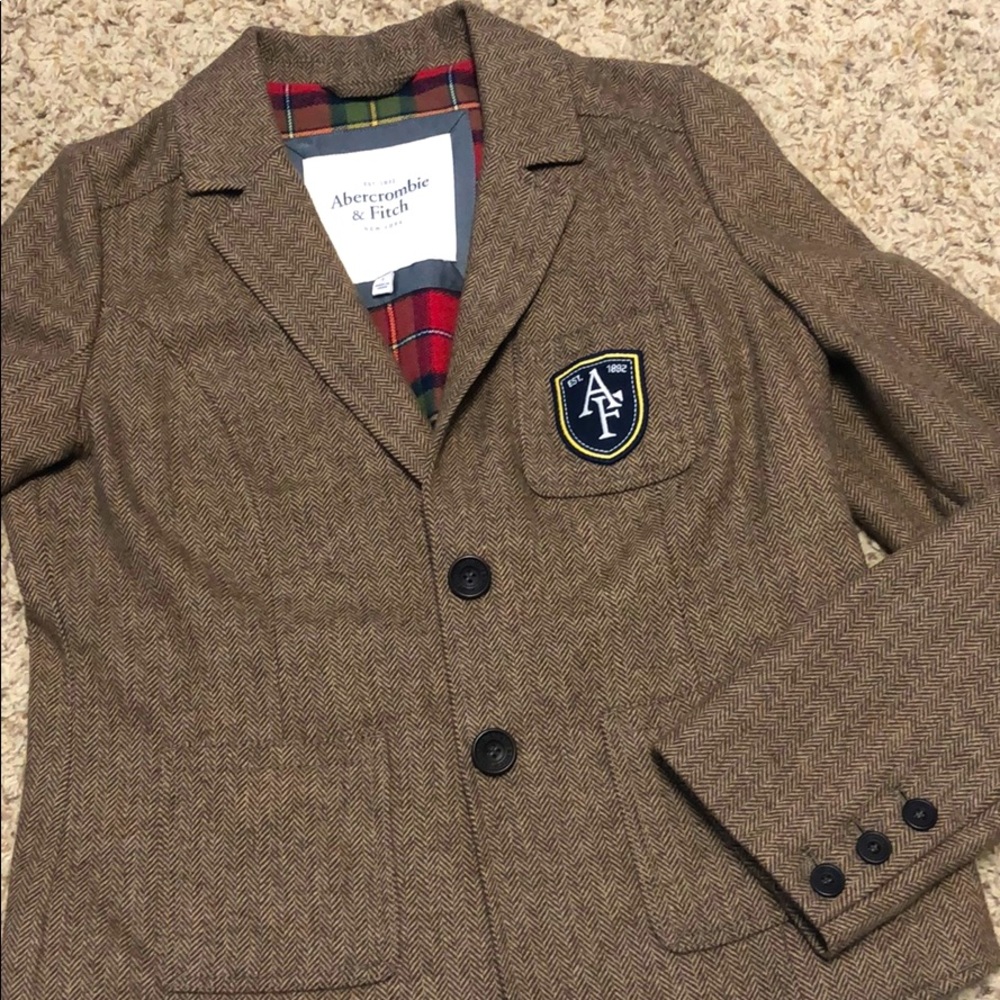 Brown wool blazer, lined with plaid flannel!